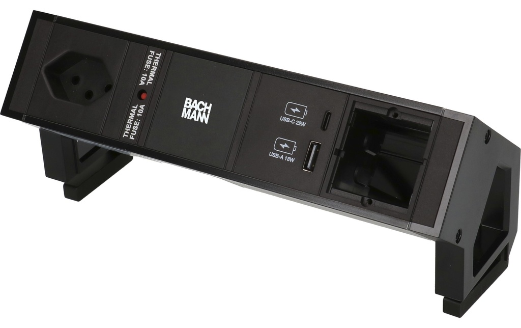 Bachmann Bloc multiprises de table DESK 2, 1x T13, 1x USB A/C, 1x Custom