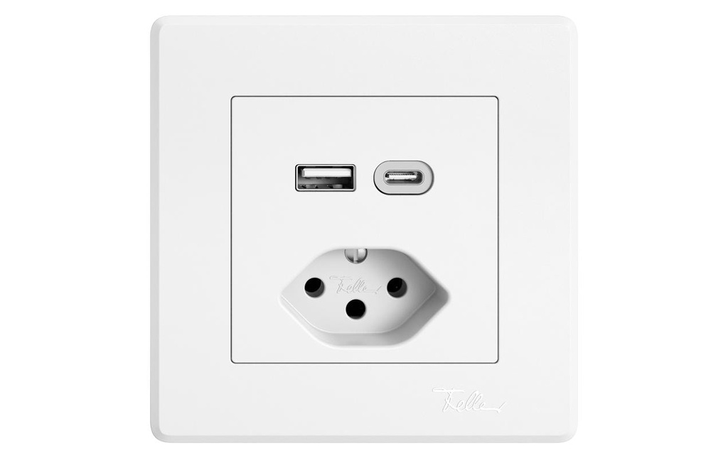 Feller EDIZIOliv Prise encastrée USB-A+C/1xT13 Blanc