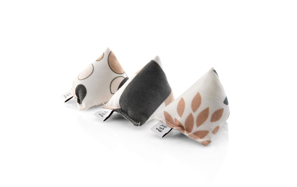 CanadianCat Jouets à la menthe à chat Mini-pyramides, Set de 3 pièces, beige