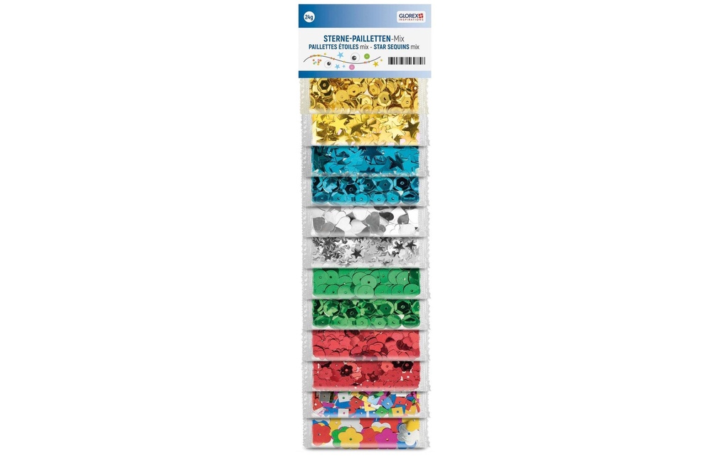 Glorex Mélange de paillettes 12 couleurs, 24g