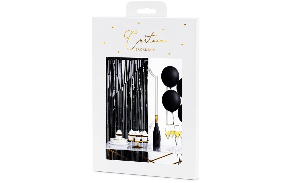 Partydeco Accessoires de fête Rideau 90 x 250 cm, Noir
