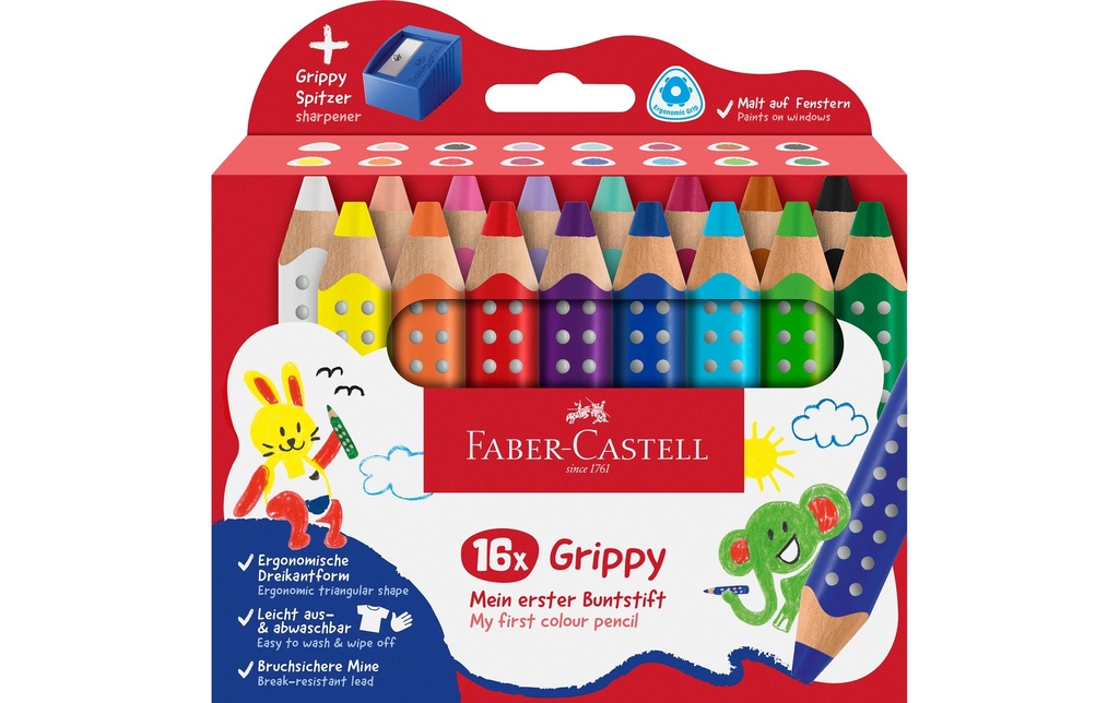 FABER-CASTELL Grippy 16pce, taille crayon (17 pces)