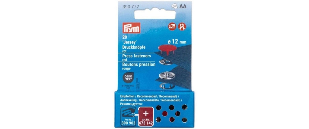 Prym Boutons poussoirs Jersey 12 mm, rouge