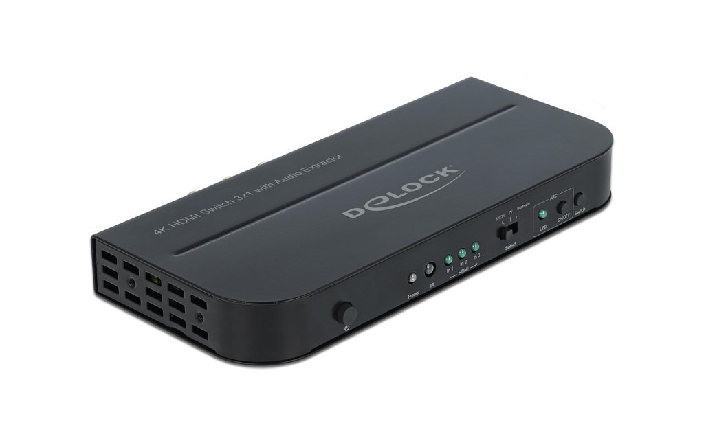 Delock Commutateur 3 ports HDMI, avec extracteur audio HDMI