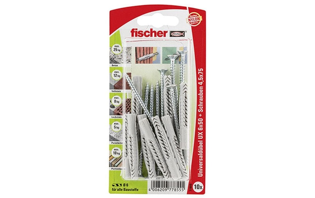 Fischer Cheville universelle  UX 6 x 50 S, 10 Pièce/s
