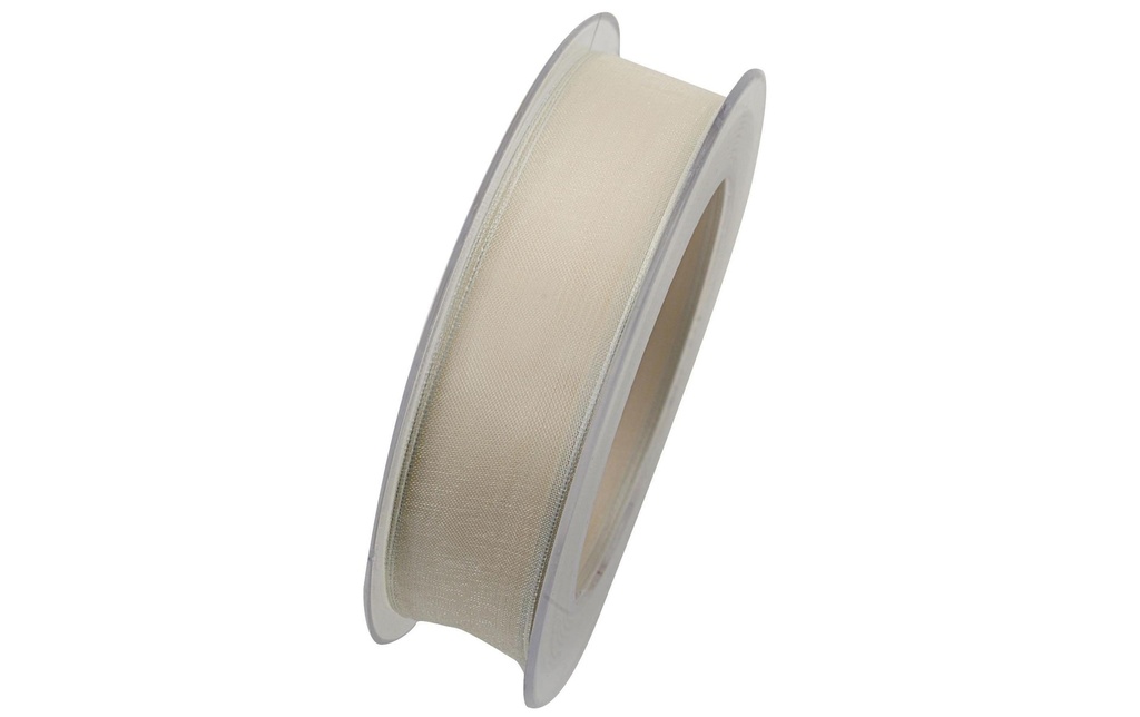 GOLDINA Bande d'organza Ruban d'organza Écru, 25 mm x 20 m