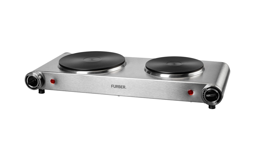 FURBER Plaque de cuisson double argent, 1500 W / 1000 W