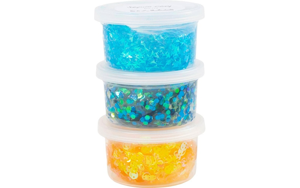 Creativ Company Matière à modeler Sequin Clay, harmonie Bleu-vert, 3 x 60 g