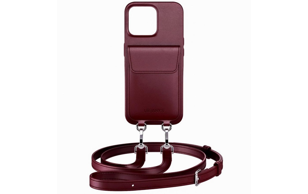 Urbany's Necklace Case Chaîne de téléphone portable+. iPhone 16 Pro Vin rouge
