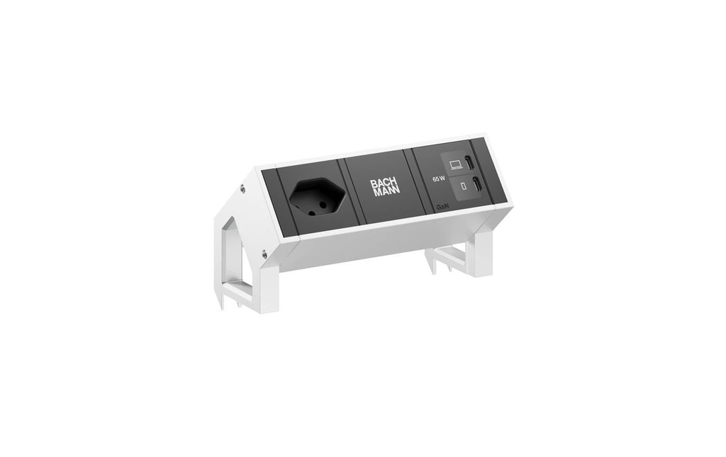 Bachmann Bloc multiprises de table DESK2 1xT13 1xUSB C/C 65W 0.2m INOX
