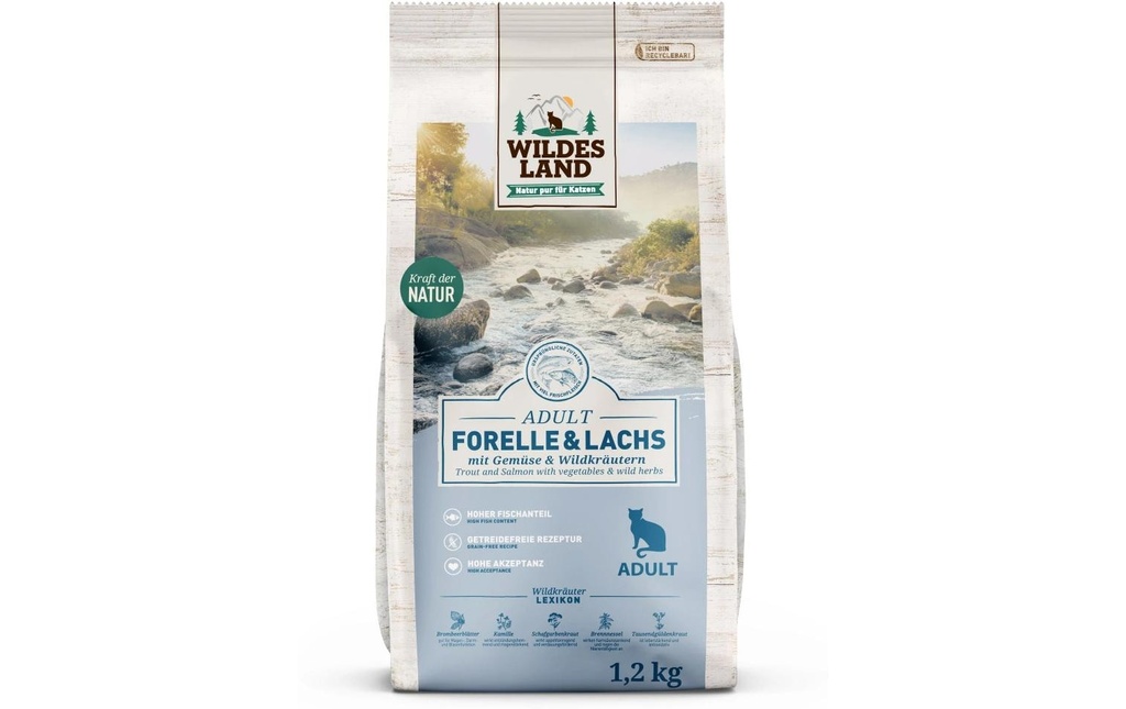 Wildes Land Alimentation sèche Adult truite & saumon, 1.2 kg
