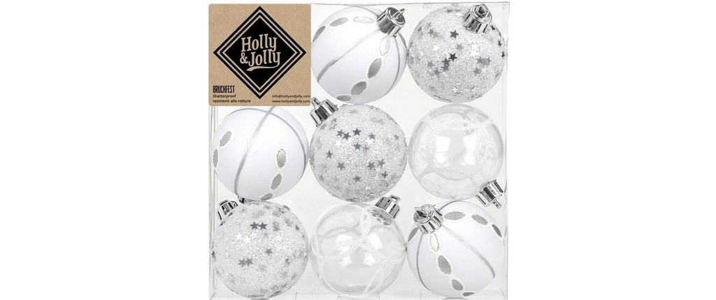 Holly & Jolly Boule de Noël Mélange d'argent Ø 6 cm 9 pièces