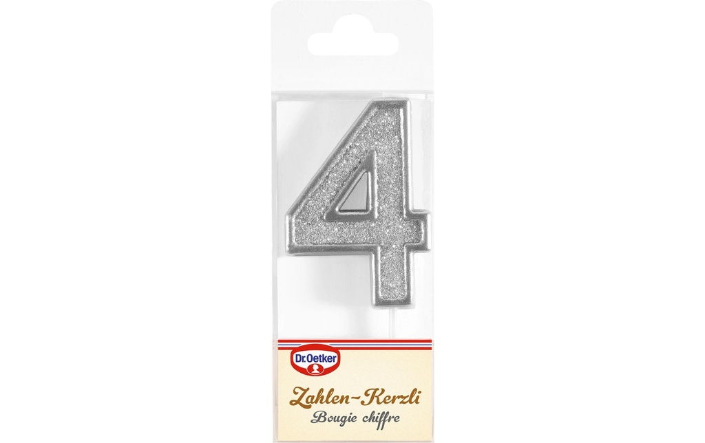 Dr.Oetker Bougie en forme de chiffre 4 assorti