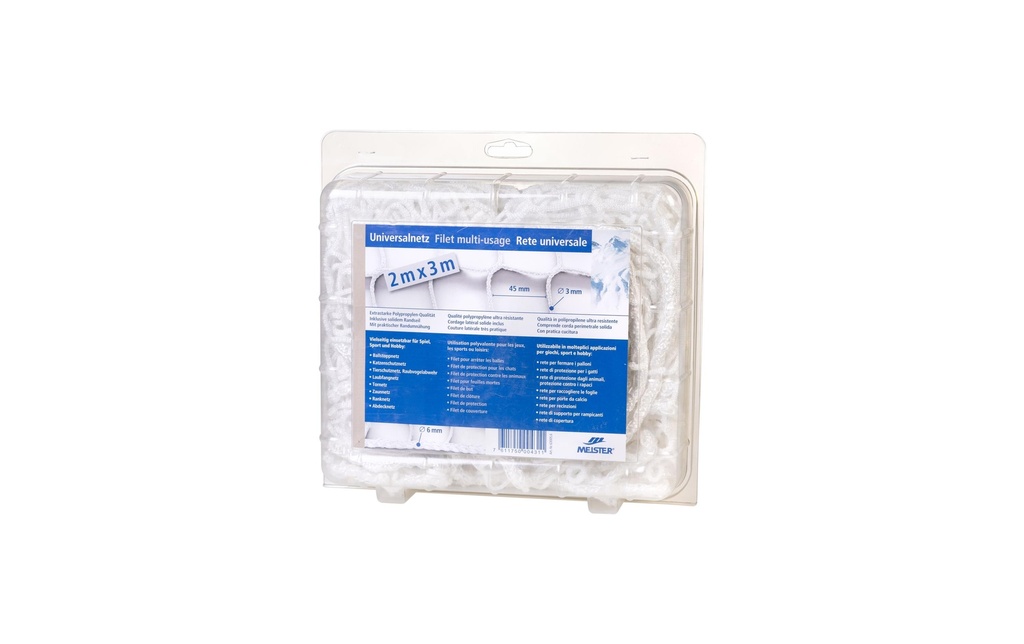Meister Filet universel sans nœuds, Ø 3 mm / 2 x 3 m, blanc