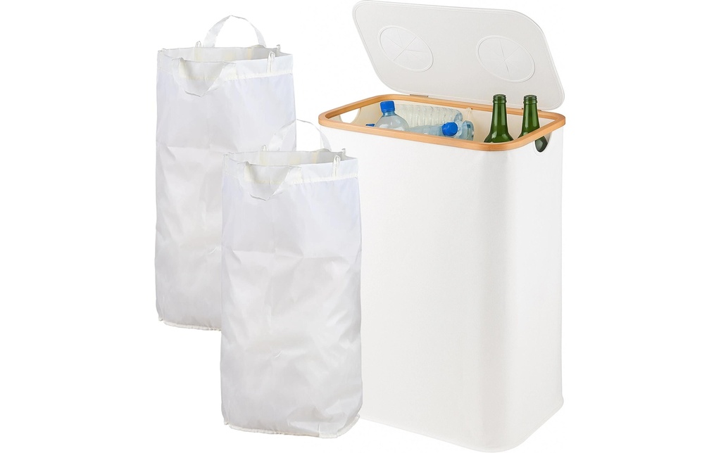 relaxdays Bacs de recyclage 140 L Blanc