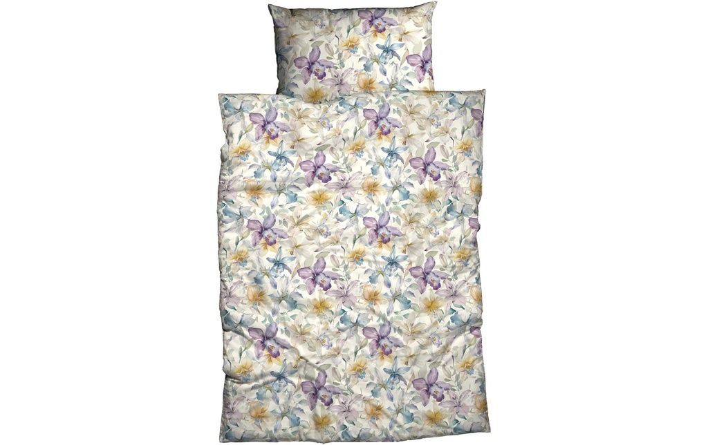 Nobilium Housse de duvet Erna 200 x 210 cm, vanille/fleur