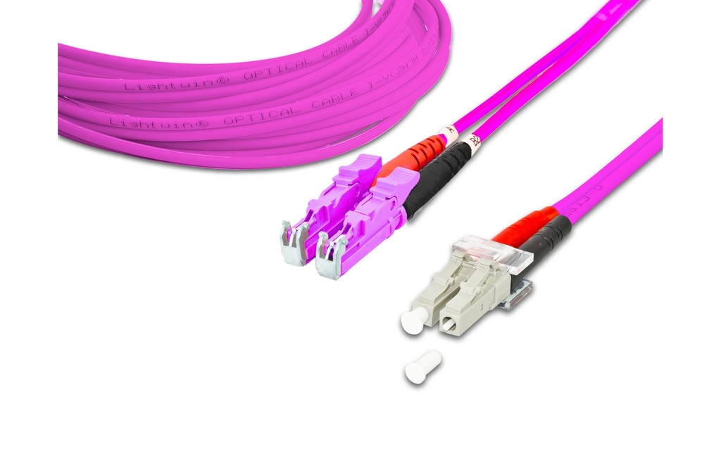 Lightwin Câble patch à fibre optique Multimode LSH – LC, OM4, Duplex, 2 m Multimode LSH (compatible E2000) – LC, OM4, Duplex, 2 m