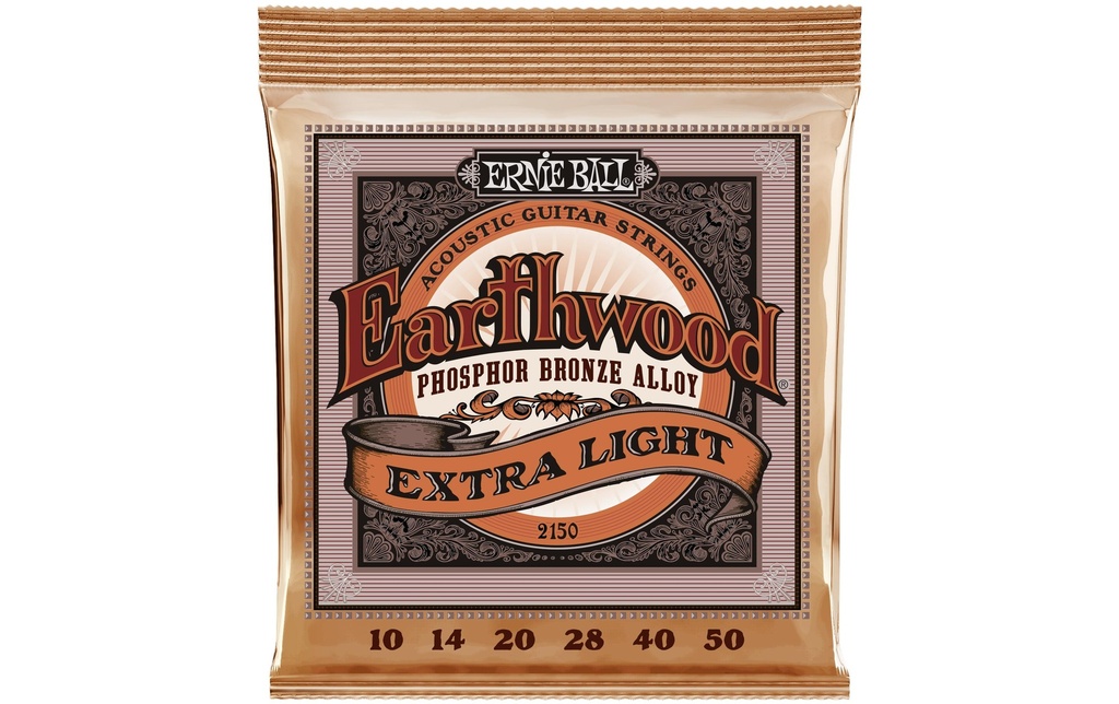 Ernie Ball Cordes de guitare 2150 Earthwood PB – Extra Light 10-50