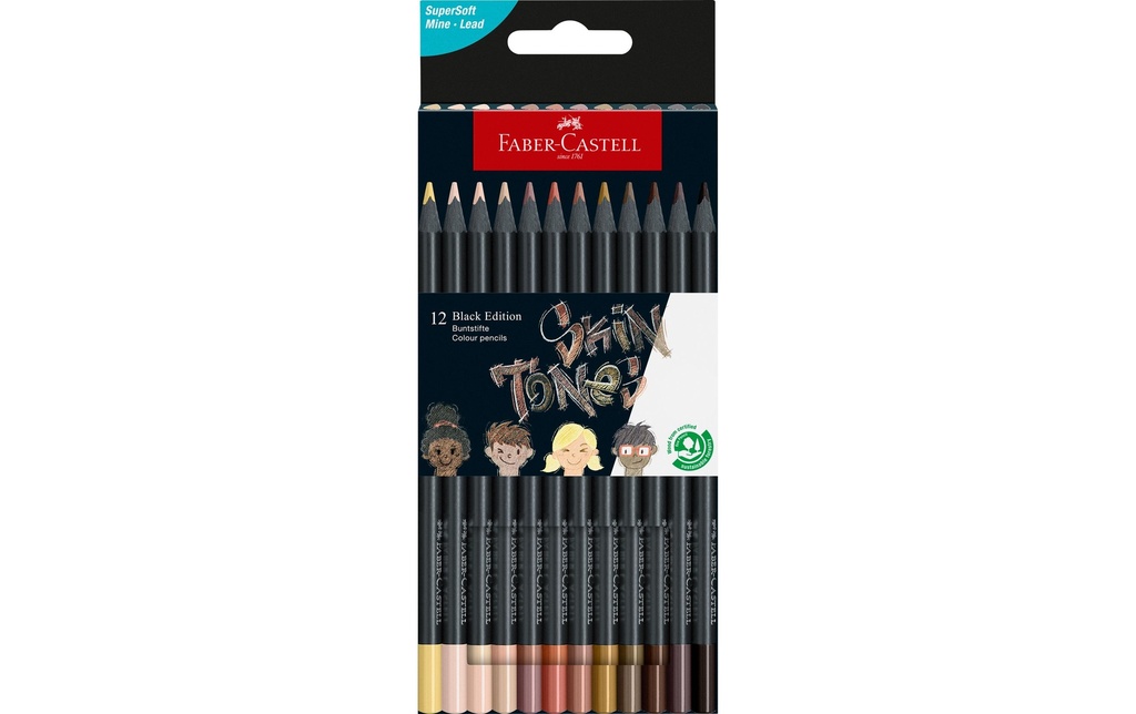 FABER-CASTELL Cray.coul.Black Ed.Skin T.12x (12 pces)