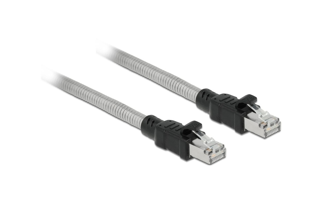 Delock Câble patch avec gaine métallique Cat 6A, U/FTP, 5 m, Argenté