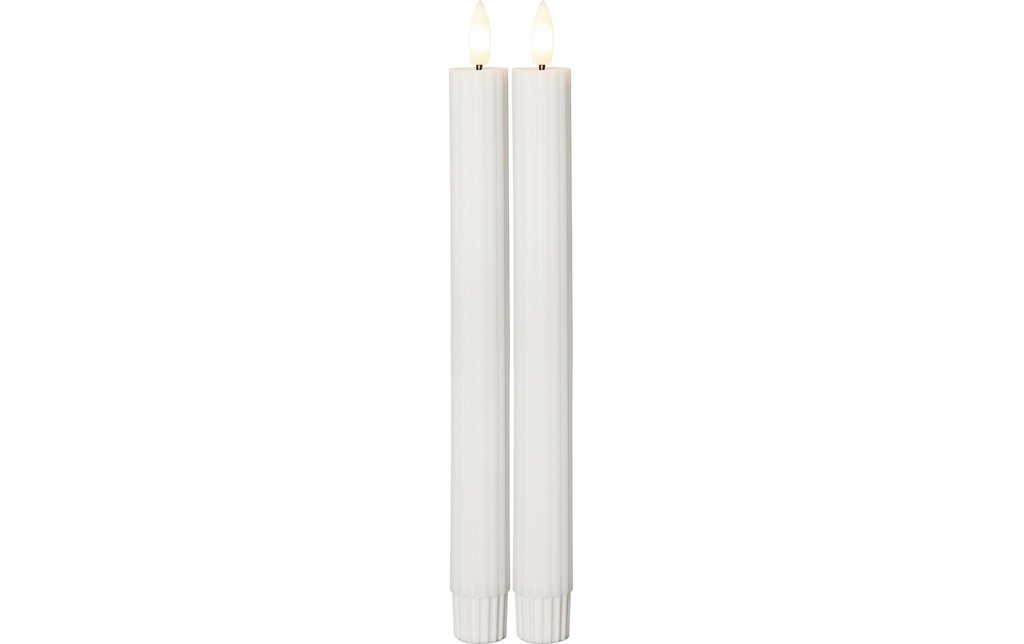 Star Trading Set de bougies LED sur tige Flamme Stripe, 25 cm, blanc, 2 pièces