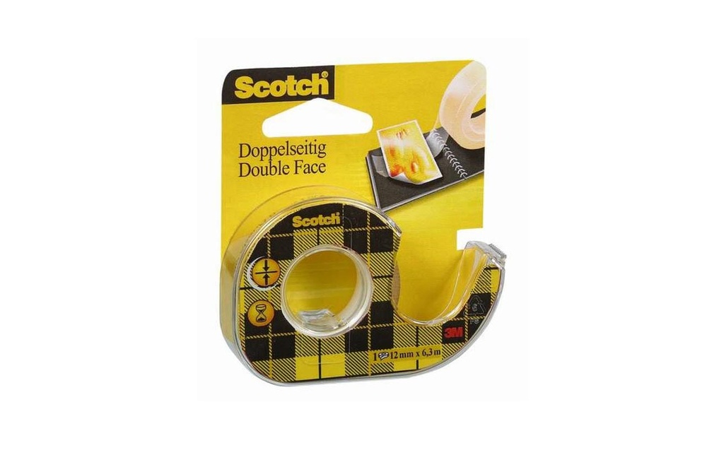 Scotch Dérouleur manuel 12 mm x 6.3 m, Double face