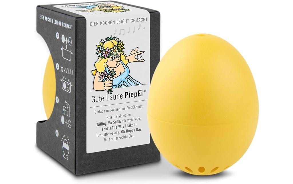 PiepEi Minuteur de cuisine Coquetier chantant Bonne humeur, Jaune