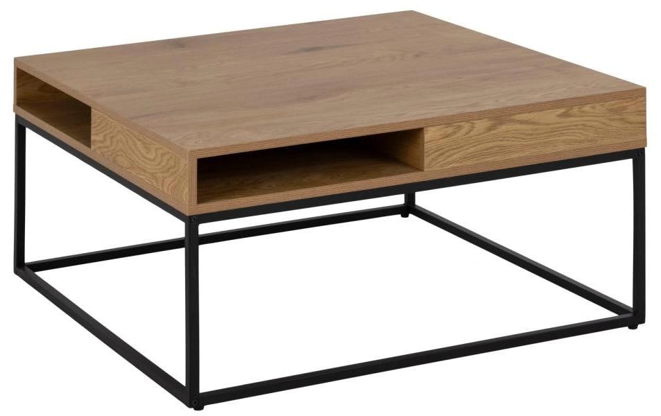 AC Design Table basse Willford 80 x 80 x 40 cm, Noir/Nature