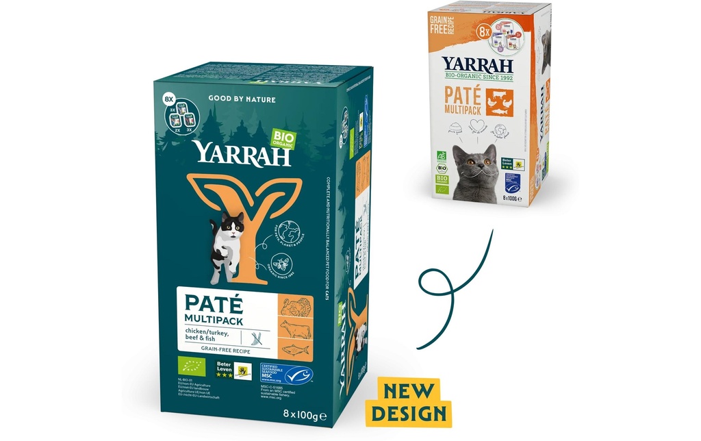 Yarrah Alimentation humide bio Bio Paté Multipack 8 x 100 g