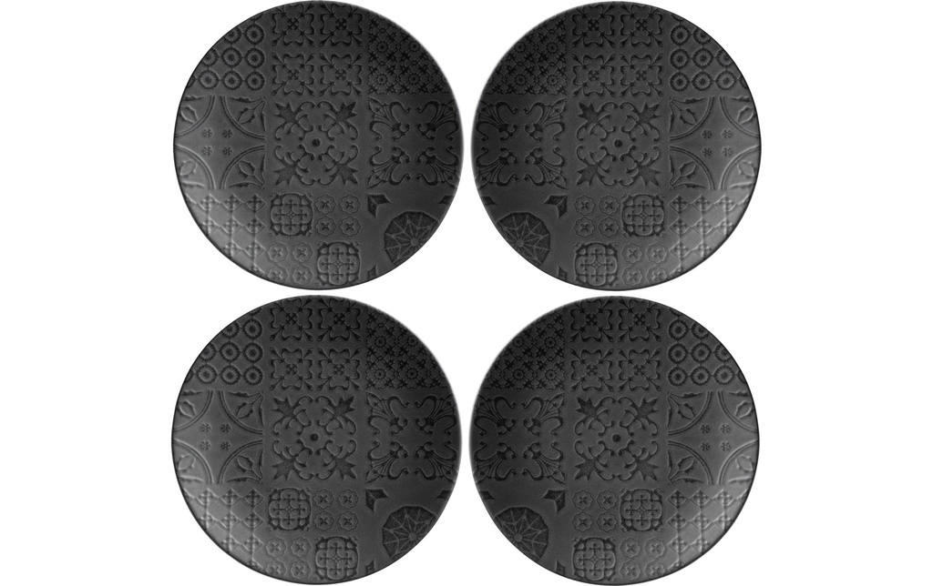Mäser Assiette non décorative Tiles plat, 27 cm, 4 pièces, noir