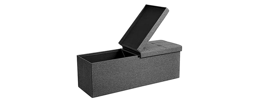 Songmics Coffre-siège avec couvercle à charnière 110 x 38 x 38 cm, Gris foncé