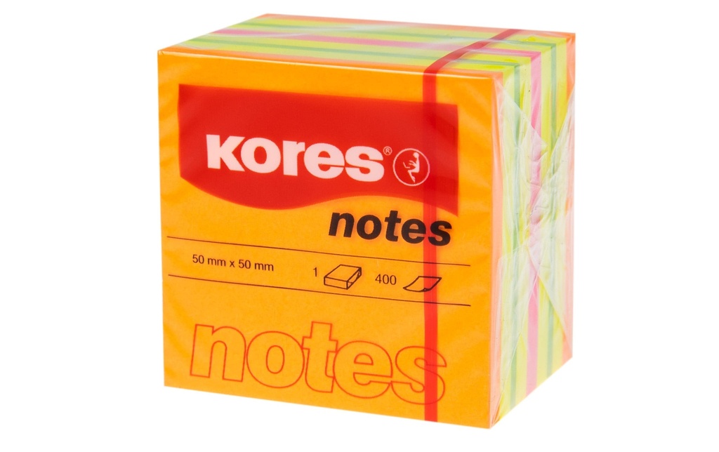 Kores Fiche de bloc-notes cube de néon 5 x 5 cm, 400 feuilles
