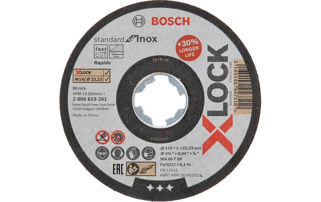 Bosch Professional Disque à tronçonner droit X-LOCK Standard for Inox 115 x 1