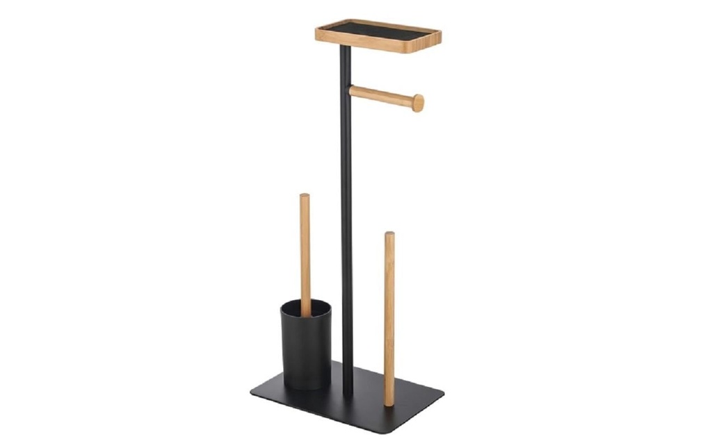 MSV Accessoires pour toilette Teiki Noir mat/ Nature