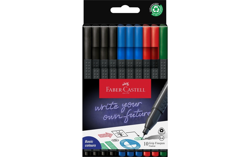 FABER-CASTELL Fineliner Grip 0.4 office etui (10 pces)