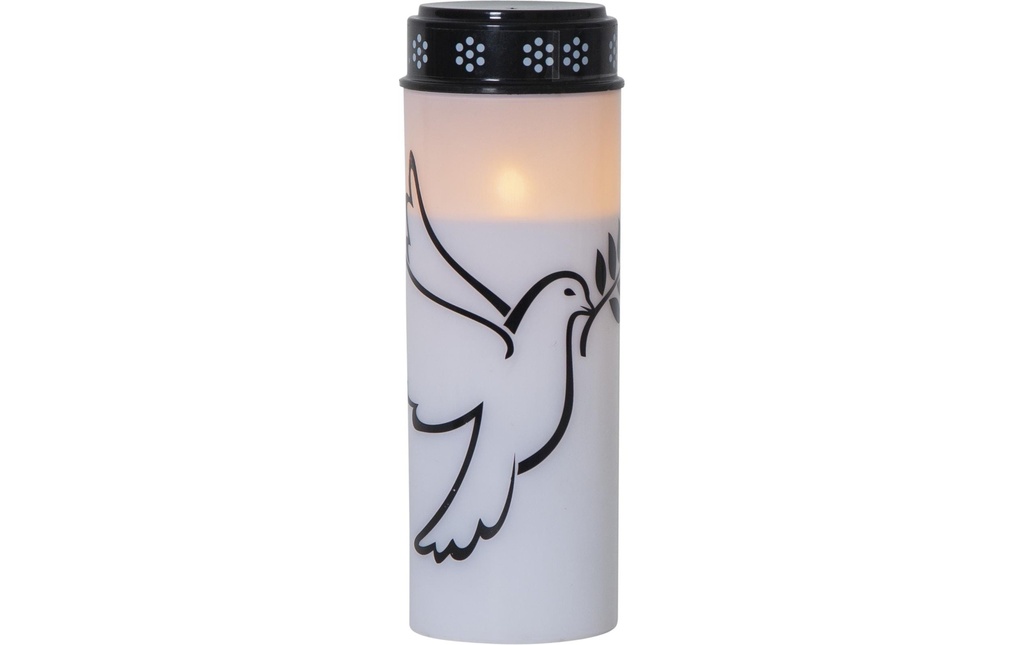 Star Trading Bougie funéraire LED Colombe, Ø 7.5 x 20.5 cm, Blanc