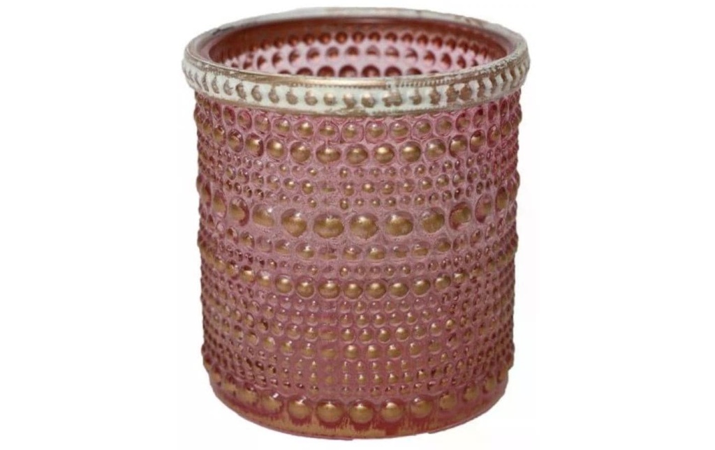 CHALET Photophore Lingan 10 cm, Verre, Rose
