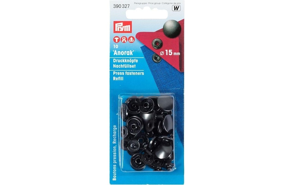 Prym Boutons poussoirs Anorak Bruni, 15 mm