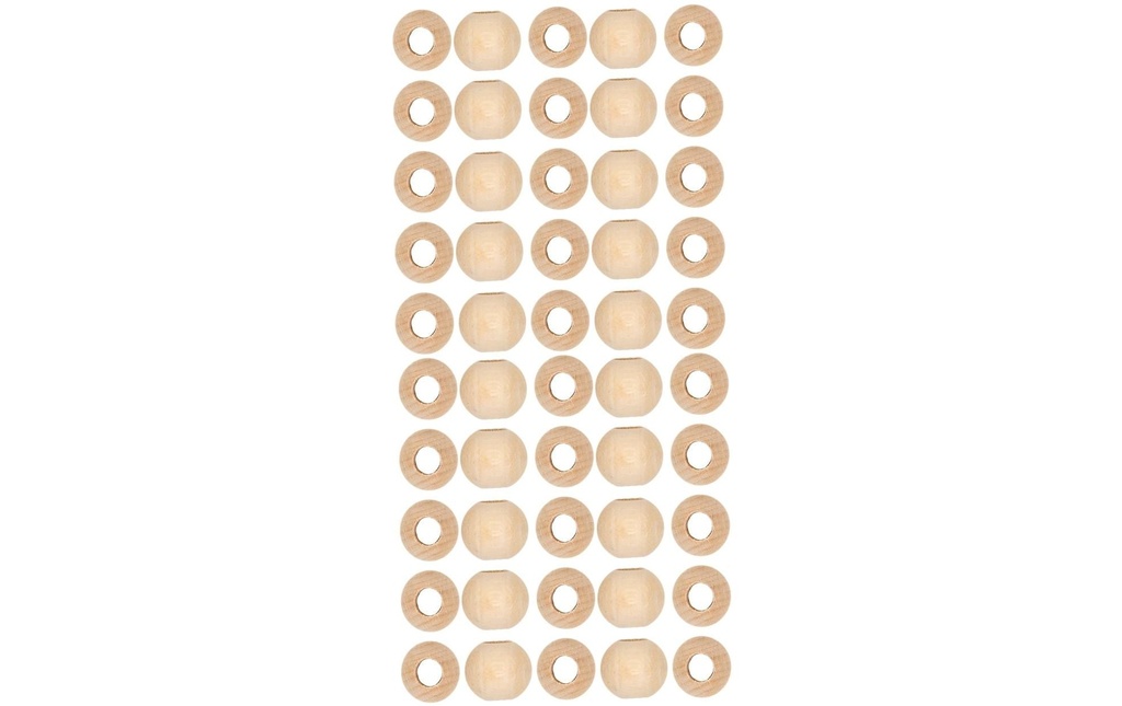 lalana Perles en bois Perles en bois 15 mm, 50 pièces