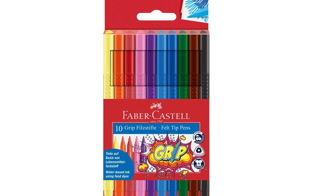 FABER-CASTELL Feutre ColourGrip étui (10 pces)