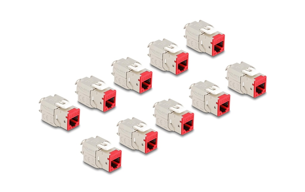 Delock Module Keystone RJ45 vers LSA Cat.6A Rouge, 10 unités