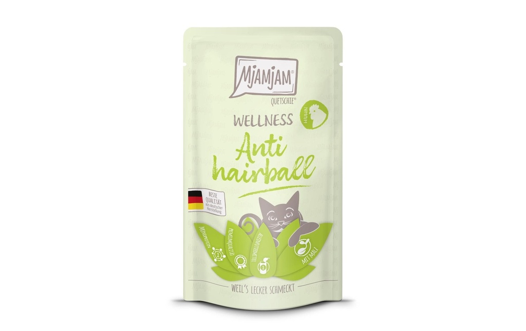 Mjamjam Alimentation humide Poulet Wellness Anti Hairball, 125 g