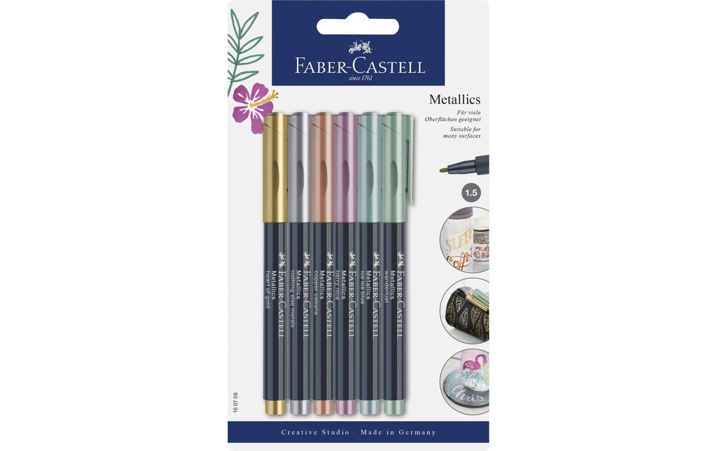 Faber-Castell Crayon feutre Métalliques 6 pièces