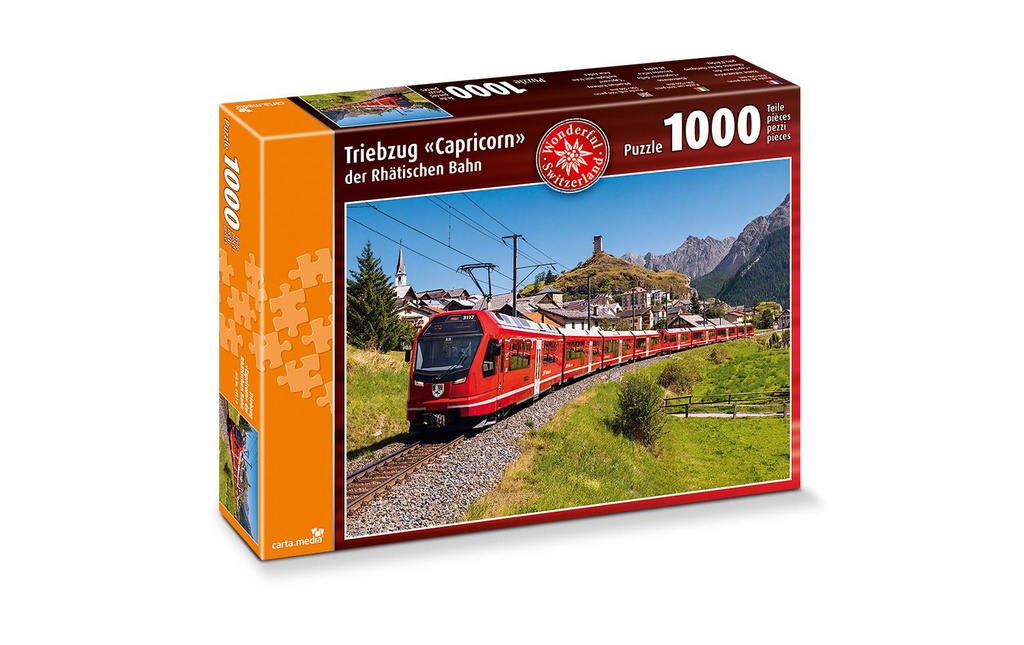 Carta.Media Puzzle Rame automotrice Capricorn des Chemins de fer rhétiques 1000 pièces