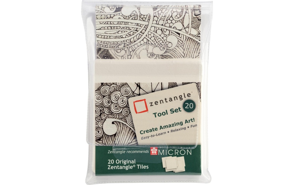 Sakura Cartes à peindre Zentangle Tool Set 8,9 x 8,9 cm, 20 tuiles