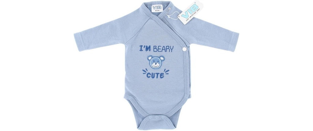 Very Important Baby Body à langer manches longues I`m Beary Cute bleu Taille 56