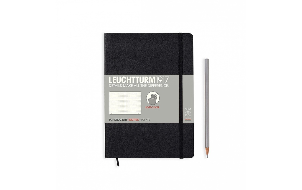 Leuchtturm Carnet de notes Couverture souple moyenne A5, Pois, Noir