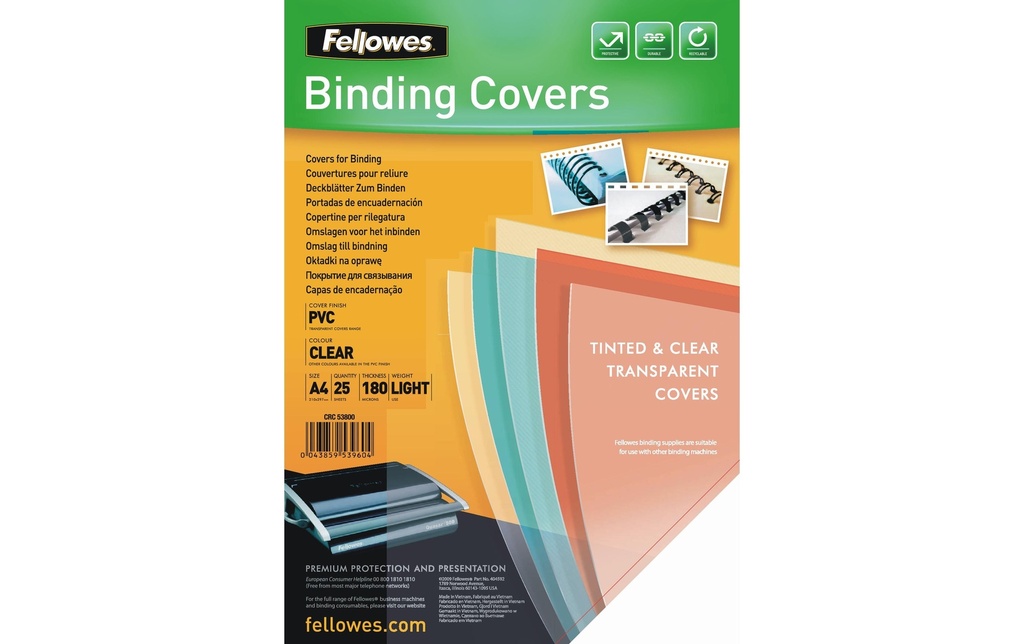 Fellowes Couverture de brochure 180 g/m², 25 Pièce/s, Transparent