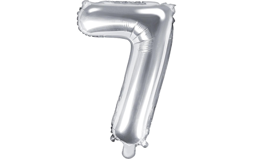 Partydeco Ballon en aluminium Chiffre 7 petit 35 cm, argent, 1 pièce