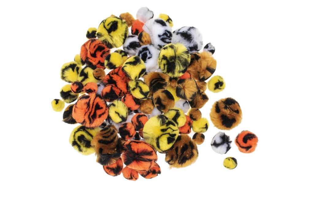 Glorex Pompon Aspect animalier 15-30 mm, 100 pièces